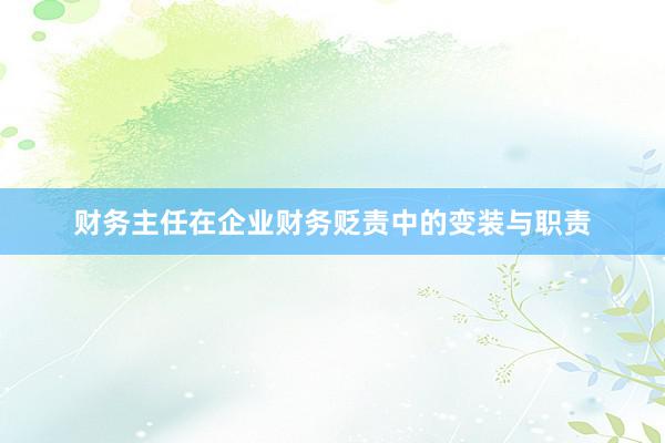 财务主任在企业财务贬责中的变装与职责